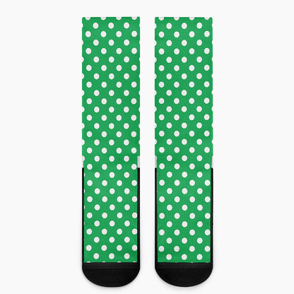 Green And White Polka Dot Pattern Print Crew Socks