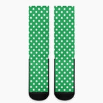 Green And White Polka Dot Pattern Print Crew Socks