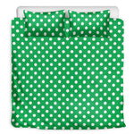 Green And White Polka Dot Pattern Print Duvet Cover Bedding Set