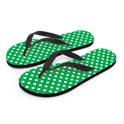 Green And White Polka Dot Pattern Print Flip Flops