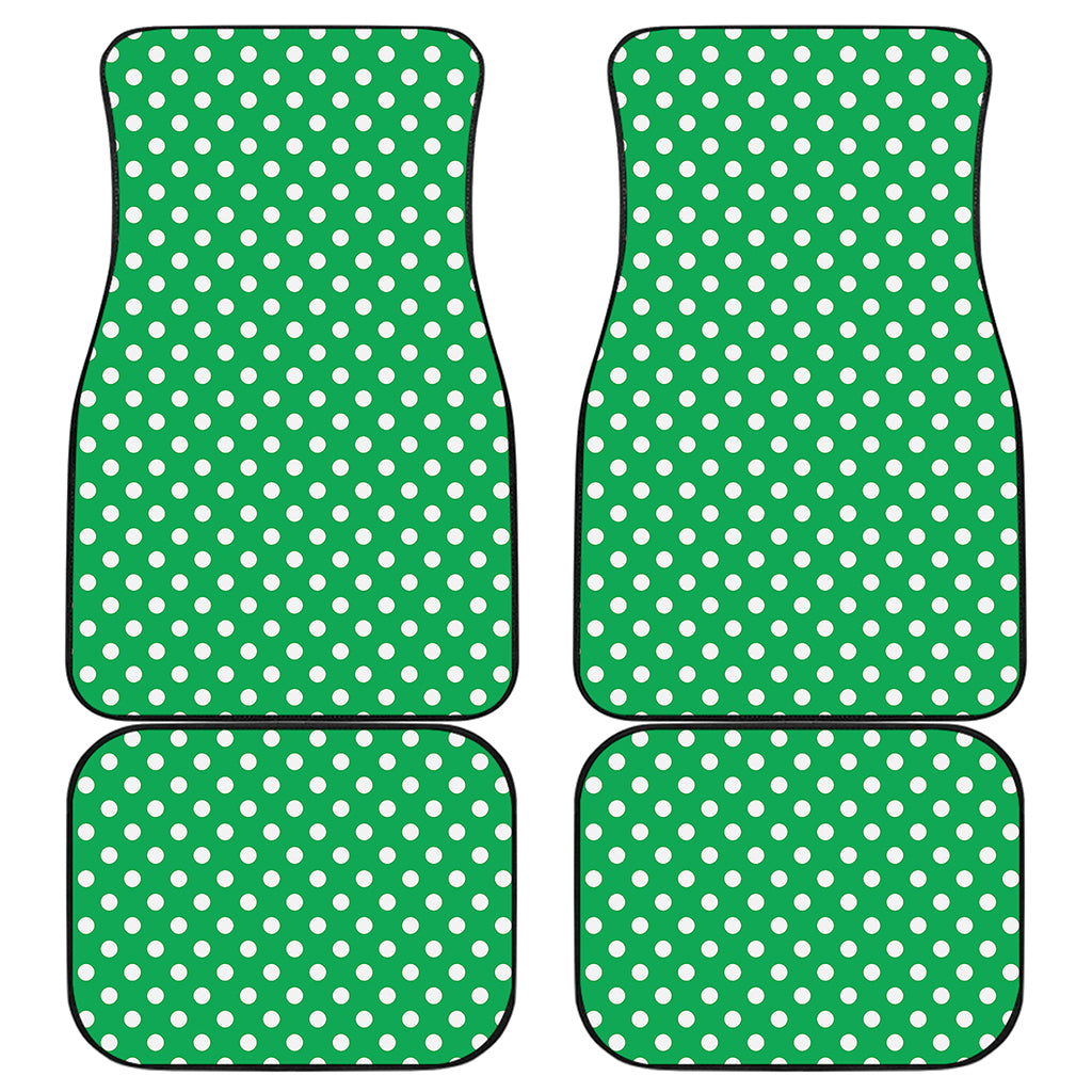 Green And White Polka Dot Pattern Print Front and Back Car Floor Mats