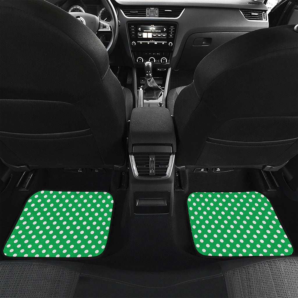 Green And White Polka Dot Pattern Print Front and Back Car Floor Mats