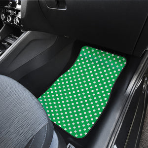 Green And White Polka Dot Pattern Print Front and Back Car Floor Mats