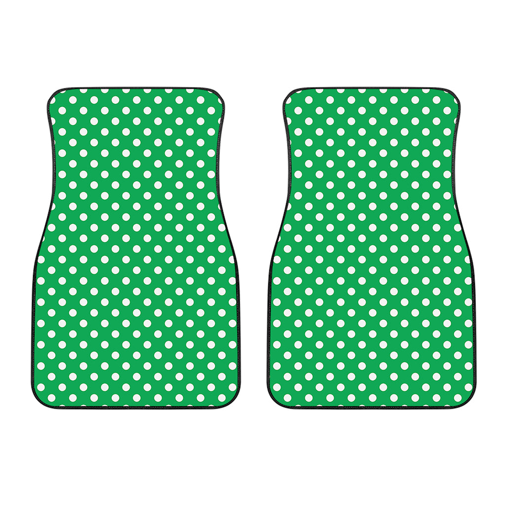 Green And White Polka Dot Pattern Print Front Car Floor Mats
