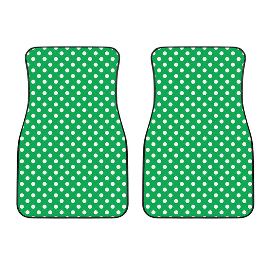 Green And White Polka Dot Pattern Print Front Car Floor Mats