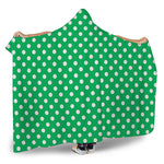 Green And White Polka Dot Pattern Print Hooded Blanket