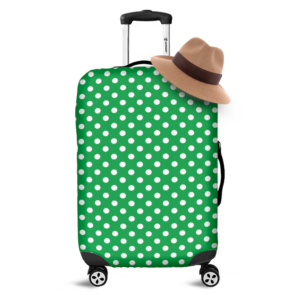 Green And White Polka Dot Pattern Print Luggage Cover
