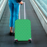 Green And White Polka Dot Pattern Print Luggage Cover