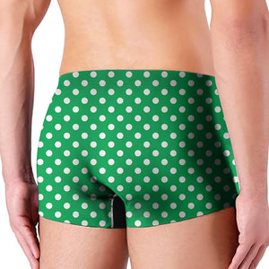 Green And White Polka Dot Pattern Print Men's Boxer Briefs