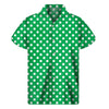 Green And White Polka Dot Pattern Print Men's Short Sleeve Shirt