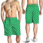 Green And White Polka Dot Pattern Print Men's Shorts