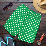 Green And White Polka Dot Pattern Print Men's Shorts