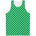 Green And White Polka Dot Pattern Print Men's Tank Top