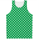 Green And White Polka Dot Pattern Print Men's Tank Top