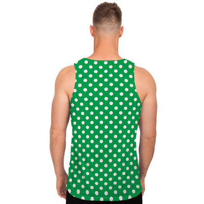 Green And White Polka Dot Pattern Print Men's Tank Top