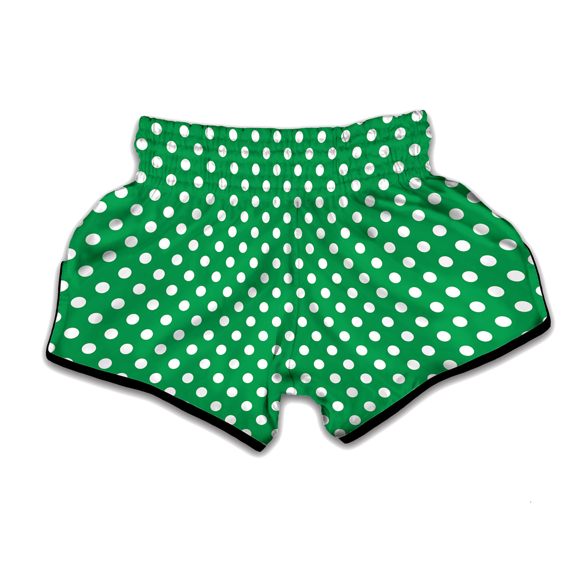 Green And White Polka Dot Pattern Print Muay Thai Boxing Shorts