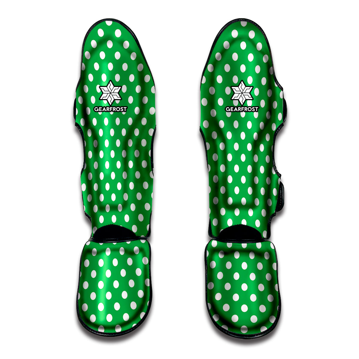 Green And White Polka Dot Pattern Print Muay Thai Shin Guard