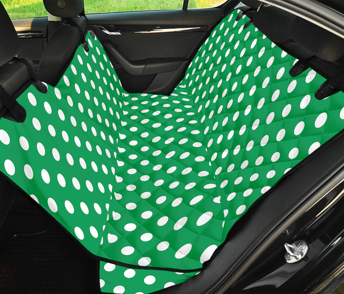 Green And White Polka Dot Pattern Print Pet Car Back Seat Cover