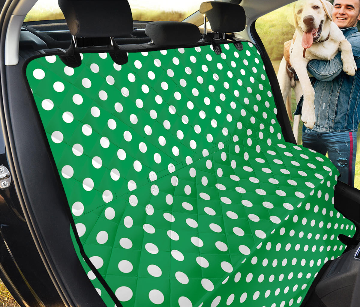 Green And White Polka Dot Pattern Print Pet Car Back Seat Cover