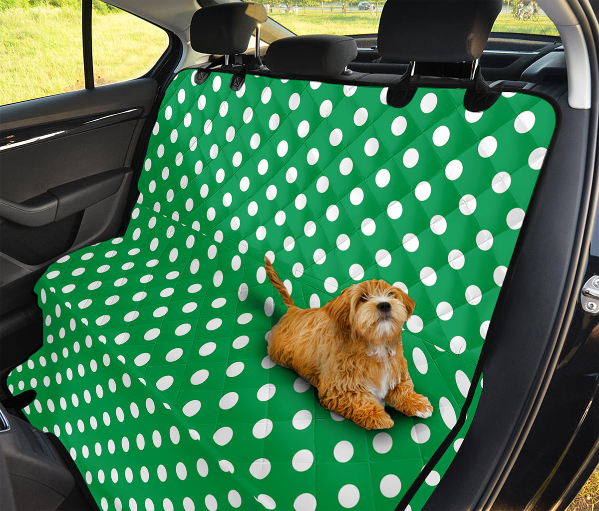 Green And White Polka Dot Pattern Print Pet Car Back Seat Cover