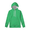 Green And White Polka Dot Pattern Print Pullover Hoodie