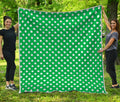 Green And White Polka Dot Pattern Print Quilt