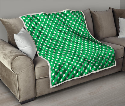 Green And White Polka Dot Pattern Print Quilt