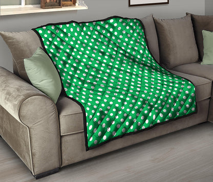 Green And White Polka Dot Pattern Print Quilt