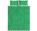 Green And White Polka Dot Pattern Print Quilt Bed Set