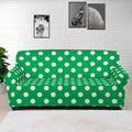 Green And White Polka Dot Pattern Print Sofa Cover