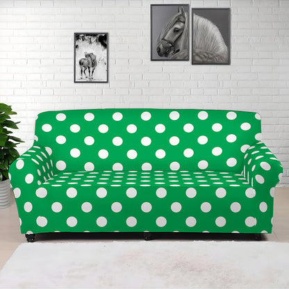 Green And White Polka Dot Pattern Print Sofa Cover