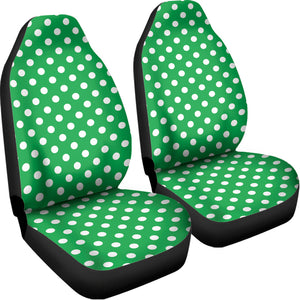 Green And White Polka Dot Pattern Print Universal Fit Car Seat Covers