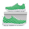 Green And White Polka Dot Pattern Print White Running Shoes