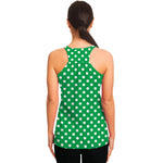 Green And White Polka Dot Pattern Print Women's Racerback Tank Top