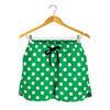 Green And White Polka Dot Pattern Print Women's Shorts