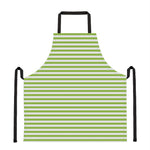 Green And White Striped Pattern Print Apron