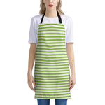 Green And White Striped Pattern Print Apron