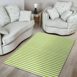 Green And White Striped Pattern Print Area Rug