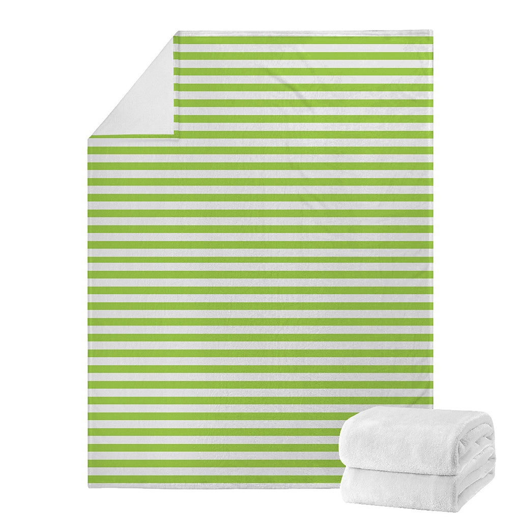 Green And White Striped Pattern Print Blanket