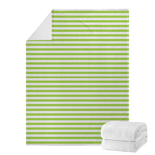 Green And White Striped Pattern Print Blanket