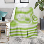 Green And White Striped Pattern Print Blanket