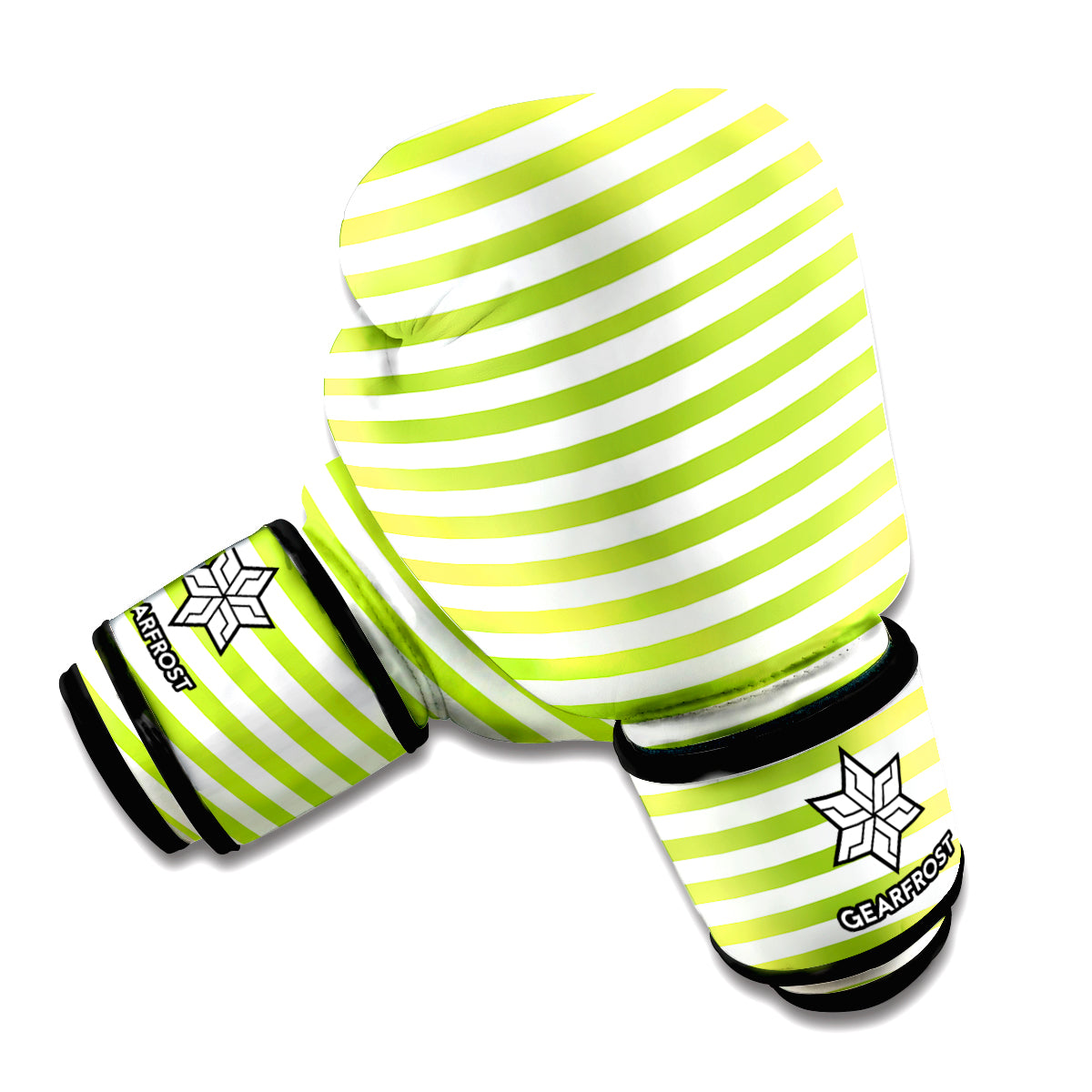 Green And White Striped Pattern Print Boxing Gloves