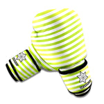 Green And White Striped Pattern Print Boxing Gloves