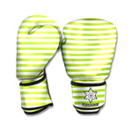 Green And White Striped Pattern Print Boxing Gloves