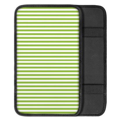 Green And White Striped Pattern Print Car Center Console Cover