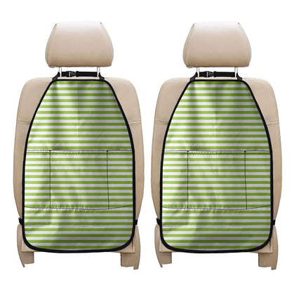 Green And White Striped Pattern Print Car Seat Organizers