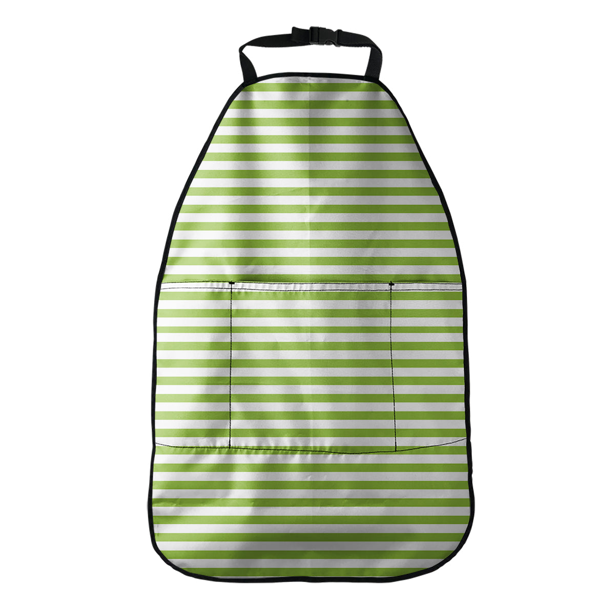 Green And White Striped Pattern Print Car Seat Organizers