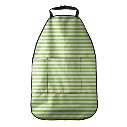 Green And White Striped Pattern Print Car Seat Organizers