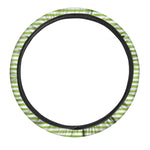 Green And White Striped Pattern Print Car Steering Wheel Cover