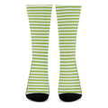 Green And White Striped Pattern Print Crew Socks